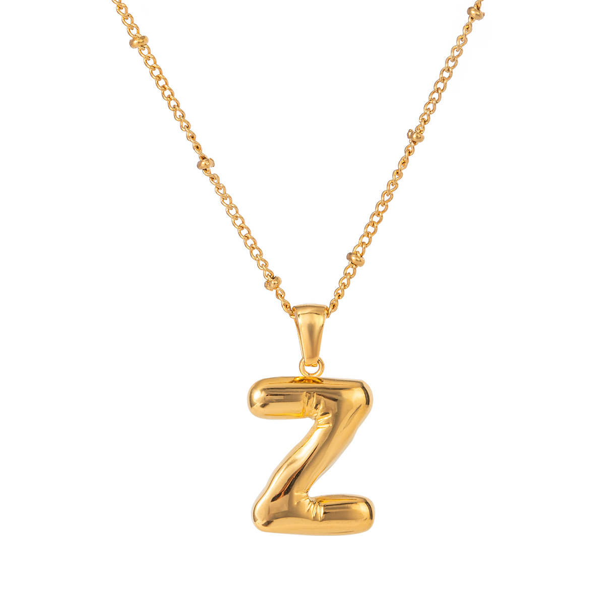 Or / Collier avec pendentif en forme de lettre Z en acier inoxydable plaqué or 18 carats pour femme, style simple et décontracté, 1 pièce Image26